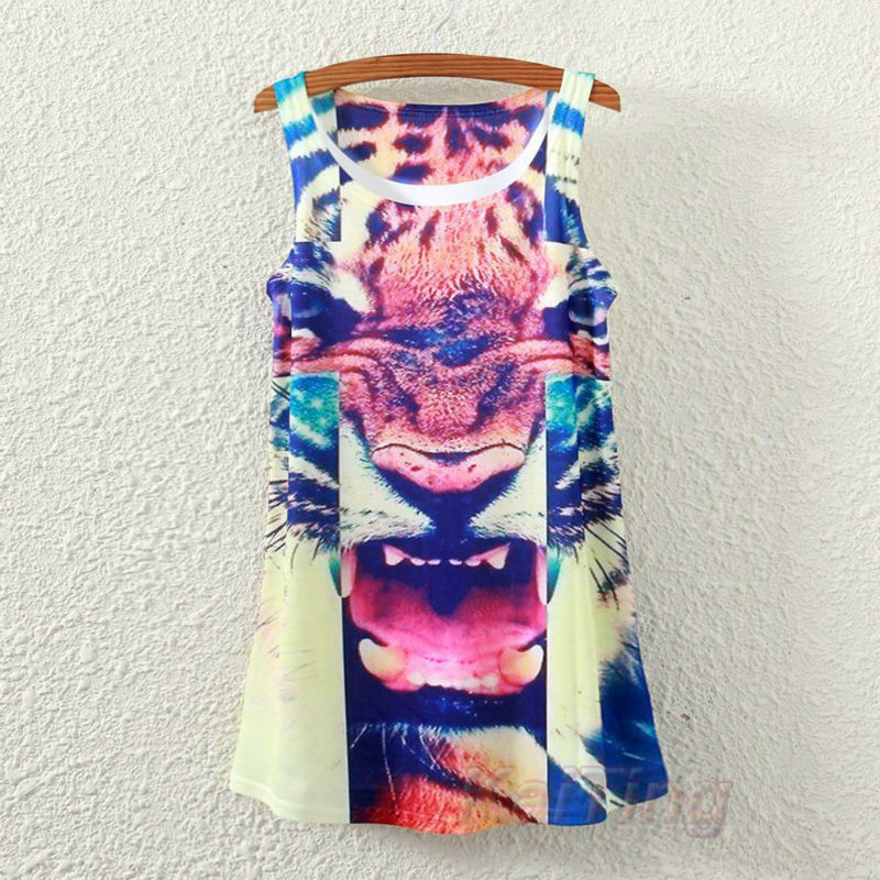 2015 New Fashion Vintage Spring Summer Women Sleeveless Print Animal ...