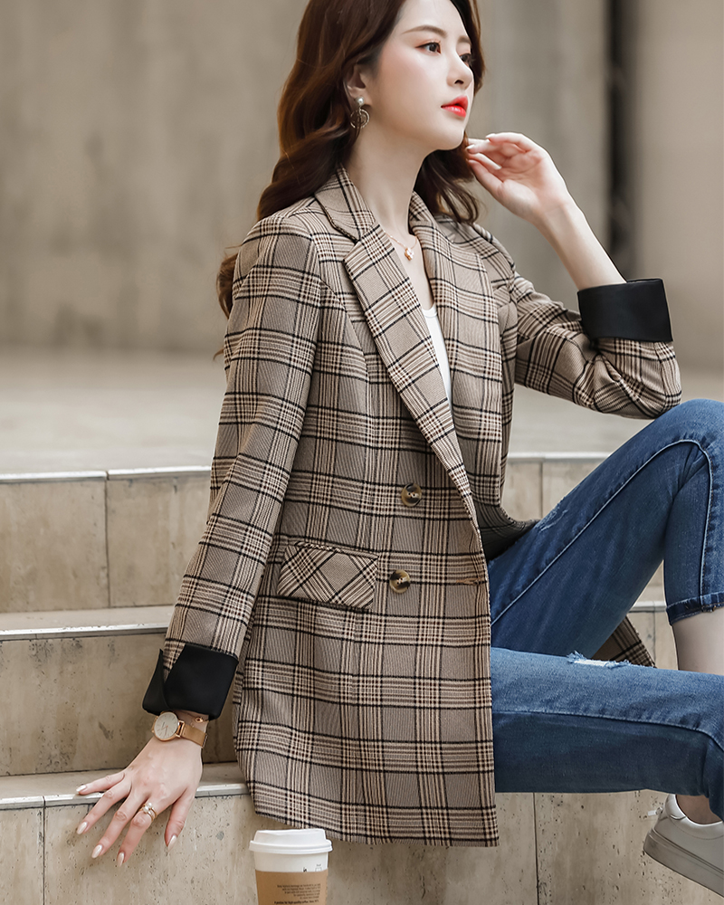 Bouble Breasted Solid Women Blazer With Pockets Female Coat Fashion ...