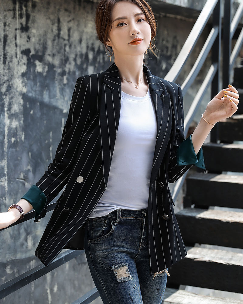 Bouble Breasted Solid Women Blazer With Pockets Female Coat Fashion ...