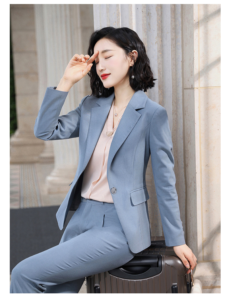 New Style pink pant suit women office Uniform Design Elegant Business two  piece korean female trouser suit big size blue - pink coat and skirt -  5S111250372011-4 Size S